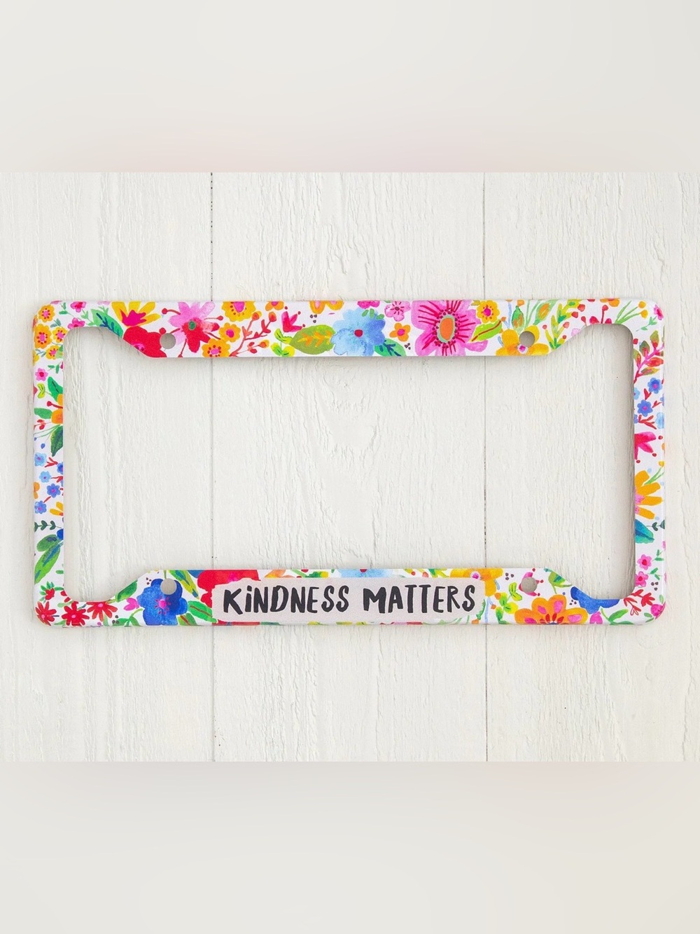 NATURAL LIFE Floral "Kindness Matters" License Plate Design Bohemian Cottagecore